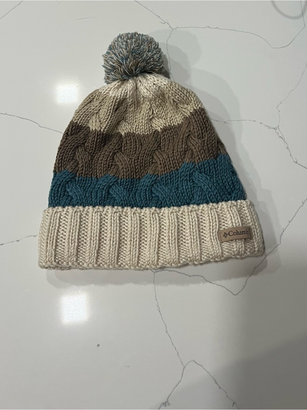 Columbia Cable Knit Pom Beanie – Unisex O/S